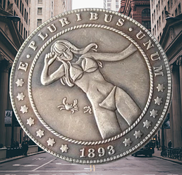 Сувенір монета долар США 1893 р "Дівчина та краб". Hobo Coin American Morgan