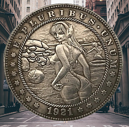 Сувенір сексуальна монета долар США 1921 р "Дівчинка фентезі". Hobo Coin American Morgan
