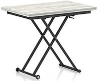 Стіл для гостей трансформер із підіймальним механізмом, розкладною стільницею Dragonfly Дуб Крафт Білий Knap Knap