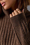 В'язана тепла туніка сукня коричнева вовна, фото 5