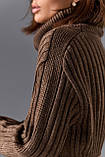 В'язана тепла туніка сукня коричнева вовна, фото 6