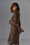 В'язана тепла туніка сукня коричнева вовна, фото 7