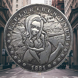 Сувенір монета долар США 1881р "Дівчинка з великими очима". Hobo Coin American Morgan