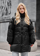 Жіноча Зимова Куртка Стаф Чорна Однотонна Утеплена Staff Re Black Shopingo