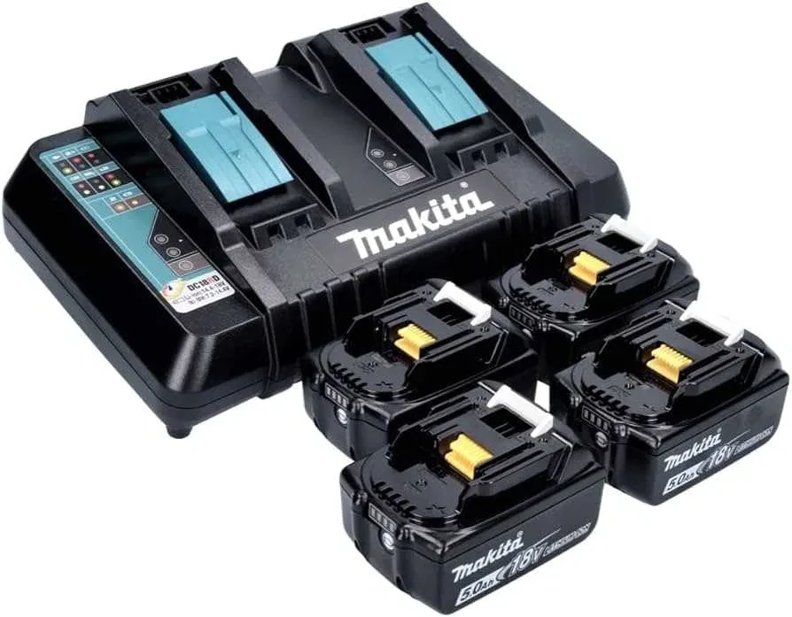 Набір акумуляторів Makita 199483-0 5 Аг*4 BL1850B + зарядний пристрій DC18RD, фото 1