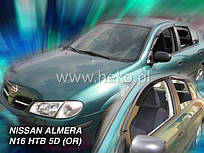 Дефлектори вікон (вітровики) Nissan Almera N16 2000-2006 5D (кліющ-ся, кт — 4 шт.) HB (Heko)