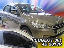 Дефлектори вікон (вітровики) Peugeot 301 2013+ 4D (вставні, кт- 4 шт.) (Heko)