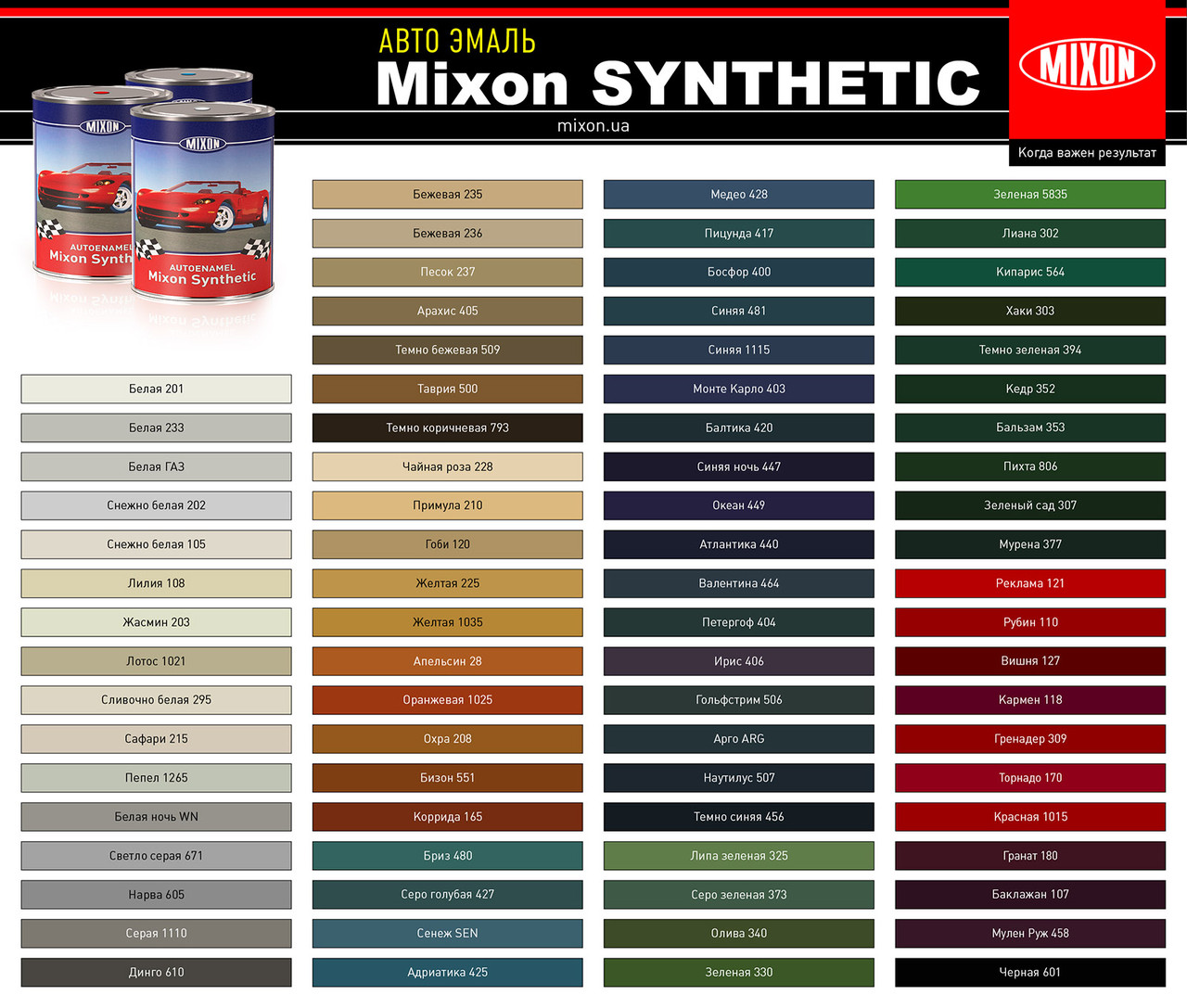 Алкидная автомобильная эмаль Mixon Synthetic. Сафари 215. 1 л - фото 3 - id-p37559169