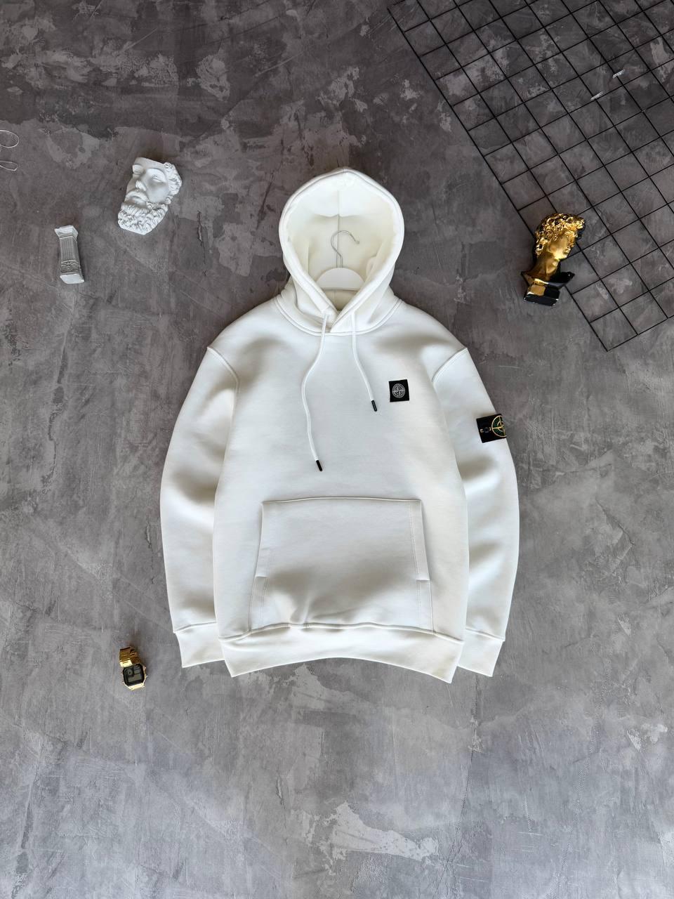 Чоловіча кофта худі STONE ISLAND M2182 біла, фото 1