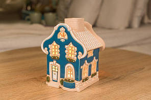 Керамічний свічник "бароко"(блакитний).