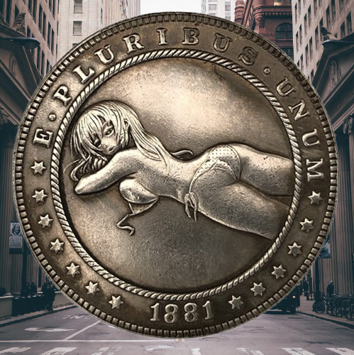 Монета сувенірна долар США 1881р "Дівчинка засмагає", Колекція Хобо монет моргана, фото 1