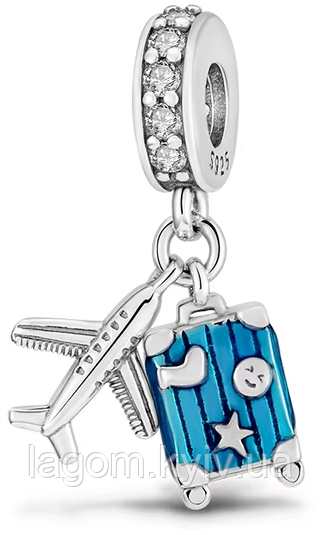 Срібний шарм-підвіска у стилі PANDORA Travel Charm 925 проба срібна намистна на браслет ПАНДОРА