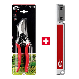 Набір: Секатор Felco / Фелко 2 + точильний інструмент Felco 906 (Швейцарія)