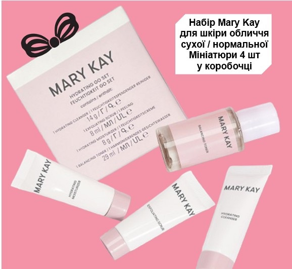 Міні набір для сухої та нормальної шкіри обличчя у коробочці Mary Kay (4 одиниці в наборі)