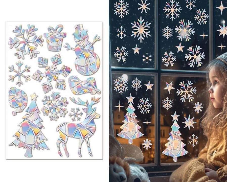 Новорічні наклейки для декорування вікна Colorful Christmas Stickers 11