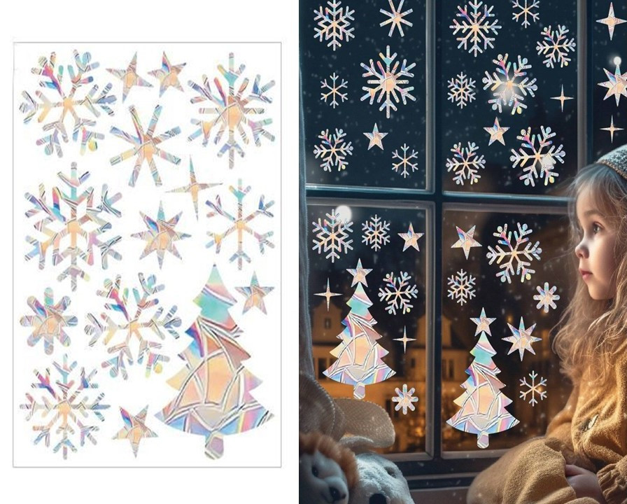 Новорічні наклейки для декорування вікна Colorful Christmas Stickers 15