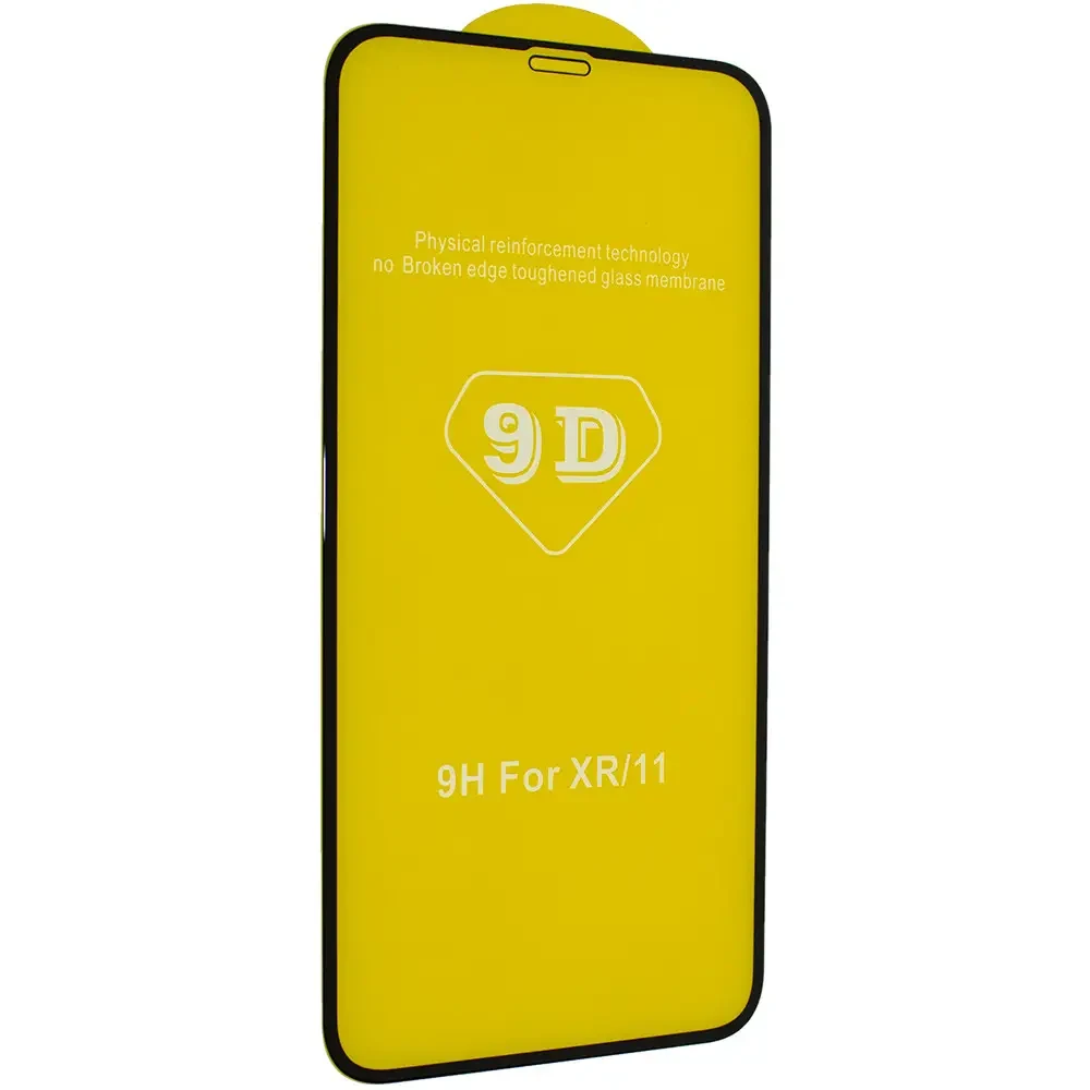 Захисне скло 9D для iPhone Xr / 11 Black - фото 1 - id-p1068839801