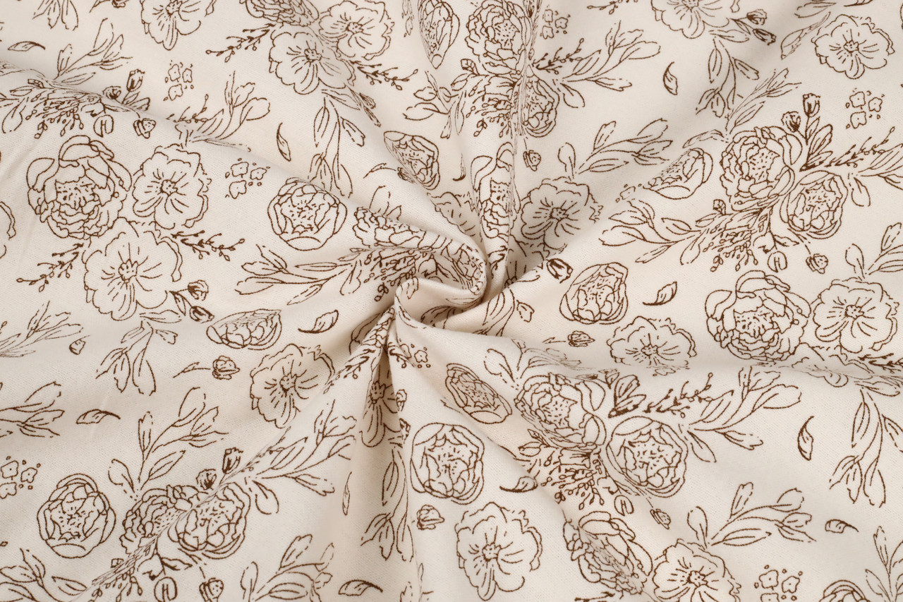 Тепла бавовна Квіти на айворі