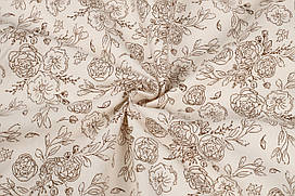 Відріз теплої бавовни Квіти на айворі 40х130 см