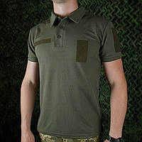 Тактична поло футболка олива CoolPASS Військова футболка-поло з липучками Velcro