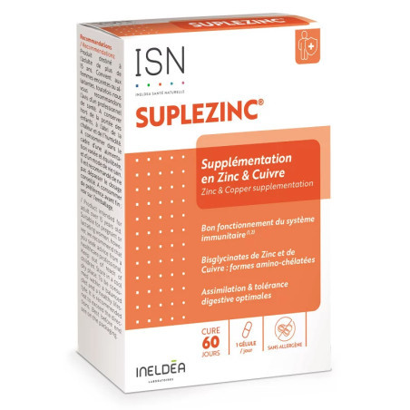 INELDEA СУПЛЕЦИНК / SULPEZINC - аминохелатные цинк і мідь – імунітет і шкіра Sante Naturelle,60 капсул