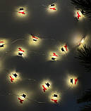 Світлодіодна гірлянда струна на батарейках Сніговики Chomik 2.2м, новорічна нитка на ялинку 20LED теплий білий, фото 4