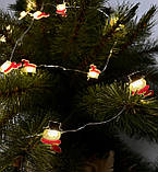 Світлодіодна гірлянда струна на батарейках Сніговики Chomik 2.2м, новорічна нитка на ялинку 20LED теплий білий, фото 5