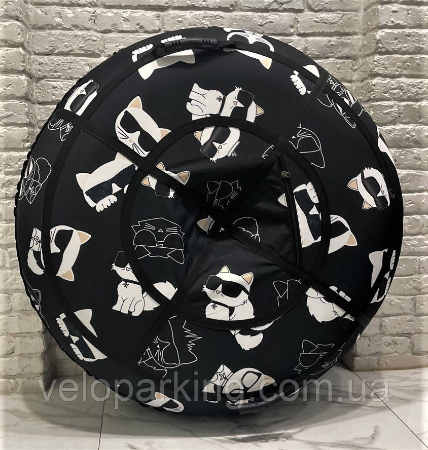 Тюбінг (ваташка) 100 см, з камерою, надувні санки дитячі, підліткові, крижана пВХ, чорно-білий коти
