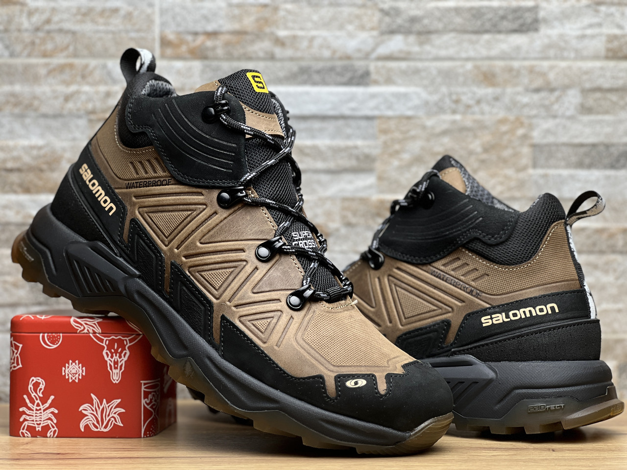 Спортивні шкіряні черевики, кросівки термо Salomon Contagrip Gore-Tex, фото 1