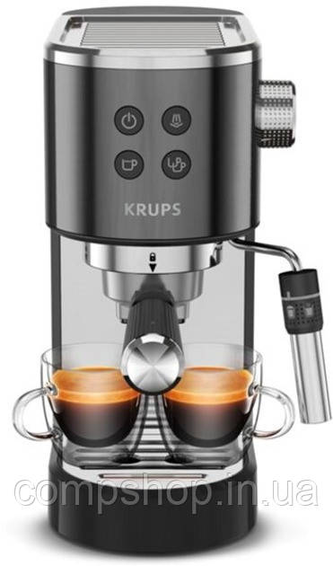 Кавоварка Krups ріжкова Virtuoso + 1л, мелена, ручний капучинатор, 15 бар, чорний (XP444G10) (код 146028), фото 1