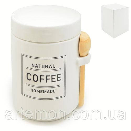 Банка для кофе "Organic" з ложкою 650мл 11*11*15.5см Stenson (MC4056-C) [Склад зберігання: Одеса №3]