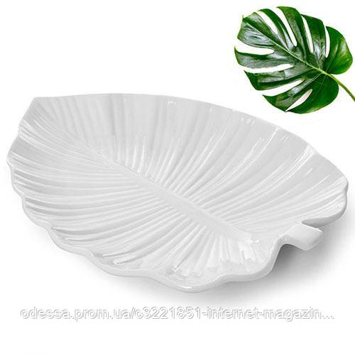 Блюдо порцеляна Stenson MC2646-14 "Лист монстери" (14", 36*25 см) [Склад зберігання: Одеса №3]