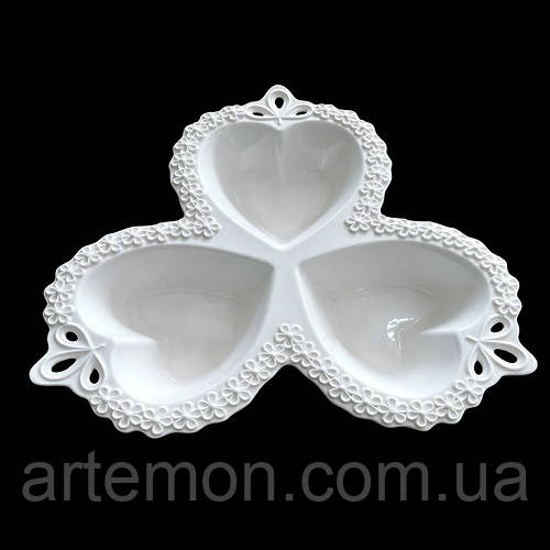 Мінажниця порцеляна "Heart" 3в1 10" (25.5см) Stenson (MC4560) [Склад зберігання: Одеса №3]