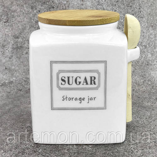 Банка для цукру "Storage jar" з ложкою 800мл 10*10*13см Stenson (MC4550-S) [Склад зберігання: Одеса №3]