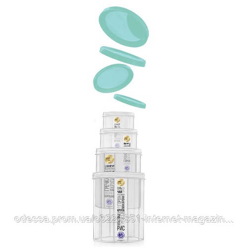 Контейнери харчові з різьбленням 4пр/наб 650мл/1.0л/1.5л/2.0л d14*16.5см Stenson (NP-108м) [Склад зберігання: Одеса №3]