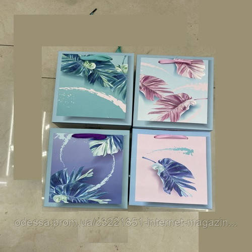 Пакет подарунковий паперовий S "Monstera" 23*18*10см Stenson R91265-S [Склад зберігання: Одеса №3]