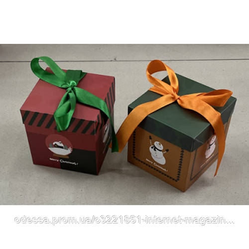 Коробка новорічна картонна "Merry Christmas" 10см Stenson WW02721 [Склад зберігання: Одеса №3]