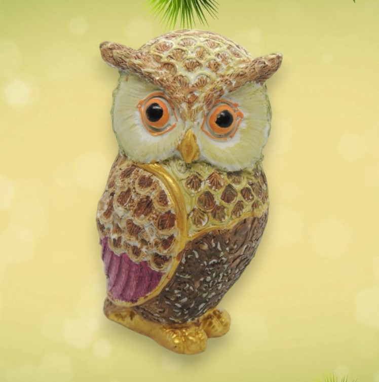 Гіпсова фігурка Скандинавська Сова кольорова, фото 1