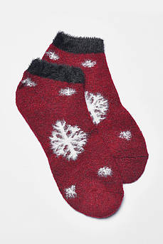 Шкарпетки жіночі махрові на верблюжій вовні бордового кольору р.36-41 191194M