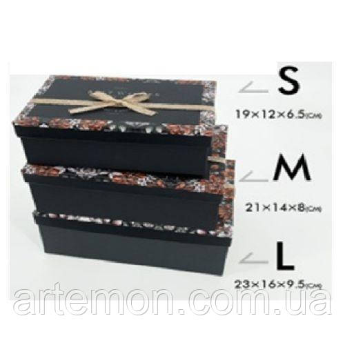 Коробка подарункова "Ornament" 3шт/наб 23*16*10/21*14*8/19*12*7см Stenson R33290BK [Склад зберігання: Одеса №3]