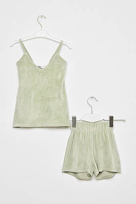 Піжама дитяча велюрова м'ятного кольору 191481T Безкоштовна доставка