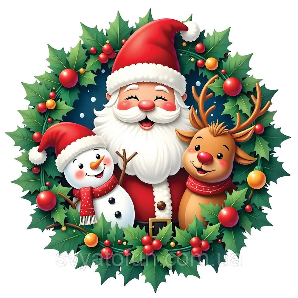 Наклейка на коробку "Новорічний віночок" 48х48 см