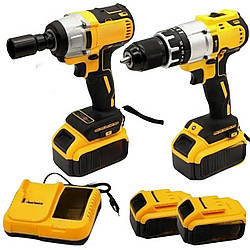 Набір акумуляторного інструменту 2в1 +2 акумулятора / Набір електроінструменту / Гайковерт / Шуруповерт