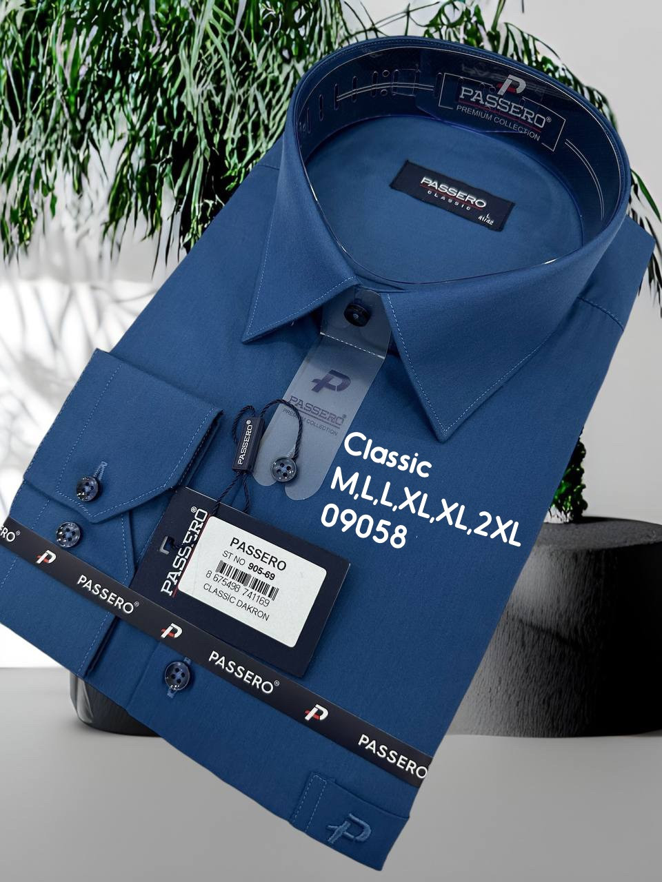 Однотонна сорочка з довгим рукавом Passero classik mod 905  color 69