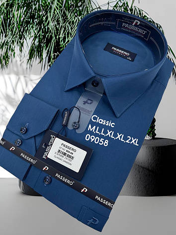 Однотонна сорочка з довгим рукавом Passero classik mod 905 color 69, фото 1