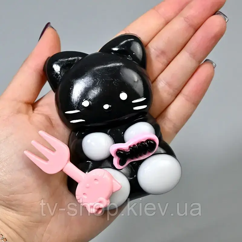 Таба сквізи Hello Kitty чорна антистрес, 9 см, фото 1