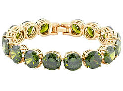Браслет Позолота 18K Доріжка зелених фіанітів довжина 18см х 10мм (211352) ТМ XUPING