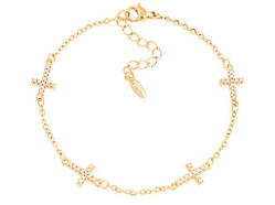 Браслет Позолота 18K Ланцюжок з Хрестиками» довжина з ланцюжком 17.5-21см х 1.5мм (251803) ТМ XUPING