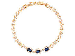 Браслет Позолота 18K «Інкрустація цирконієм з синіми фіанітами» довжина з замком 16.5,18.5см х 5мм (251978) ТМ