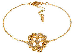 Браслет Позолота 18K Якірне плетіння зі вставкою чотирилисток довжина з дод. ланцюжком 17,5-21см х 1мм